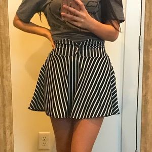 Black and White Striped Skirt